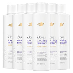 Dove Soothing Moisture Derma Shampoo bottle front highlighting flaky scalp relief