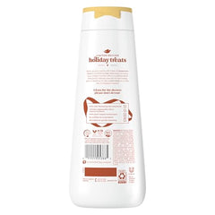 Dove Spiced Chai Latte Bottle tilted to pour rich shower lather.