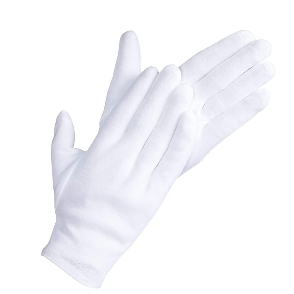 DOVORTEX white cotton gloves 12 pairs pack for versatile daily use.