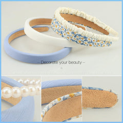 DOXISHRUKY pearl floral padded headband blue suits casual and dressy outfits