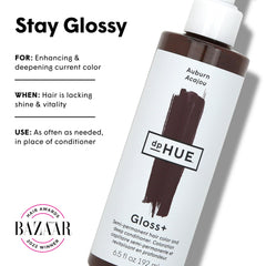 dpHUE Gloss+ Auburn application shot highlights easy, mess-free color boost.