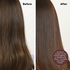 dpHUE Gloss+ Auburn shiny finish on styled hair with multidimensional glow.