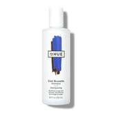 dpHUE Cool Brunette Shampoo bottle with blue pigments neutralizing brassiness on brunettes.