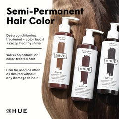 dpHUE Gloss+ Dark Brown after-use hair with natural shine.