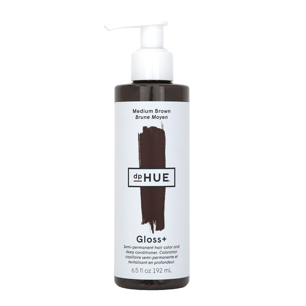 dpHUE Gloss+ Medium Brown bottle pour for quick color boost and shine