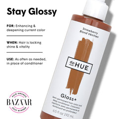 dpHUE Gloss+ Strawberry application on damp hair for color boost.