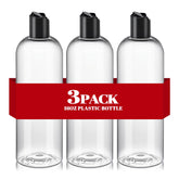 DPLASKA 16oz clear bottle with black disc cap for leak-free travel storage.