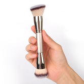 Dpolla dual-ended foundation brush with round head for seamless powder blending