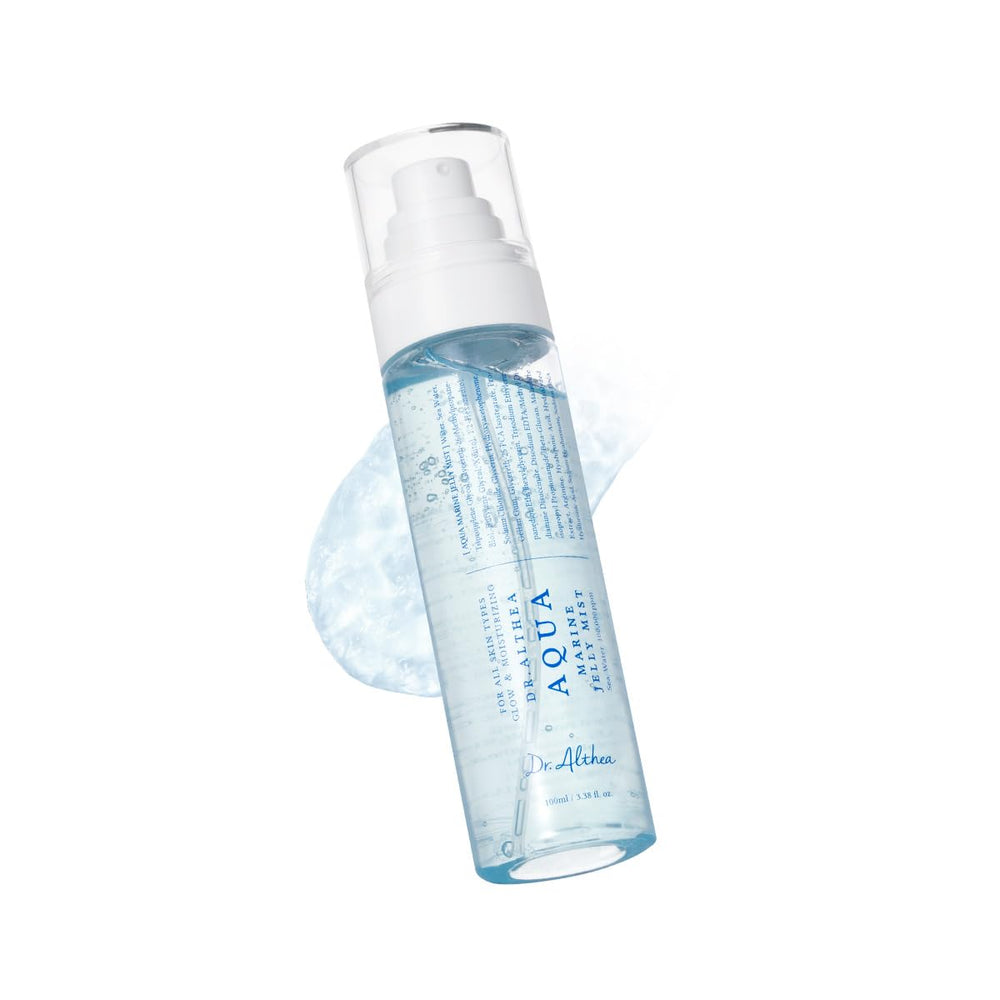 Dr.Althea Aqua Marine Jelly Mist bottle close-up for instant hydration.