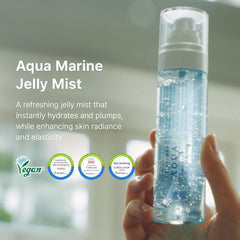 Dr.Althea Aqua Marine Jelly Mist fine spray in action for hydration.