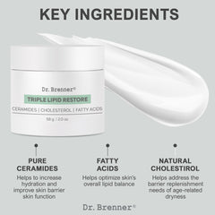 Dr. Brenner ceramides and fatty acids packaging highlights lipid-restoring benefits.