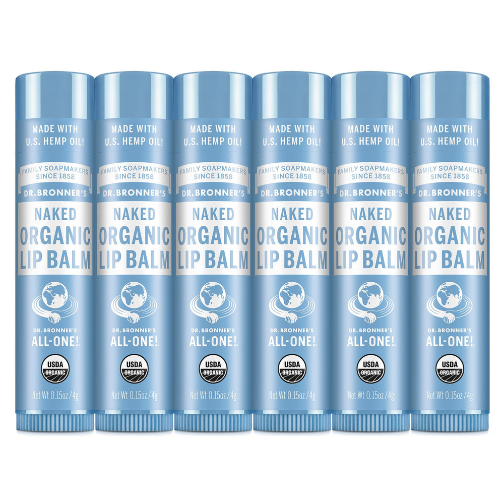 Dr. Bronner's Balsamo Labial Orgánico en conjunto de 6 para hidratación diaria.