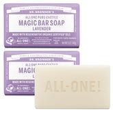 Dr. Bronner's Barra Mágica Lavanda: espuma rica para piel suave.