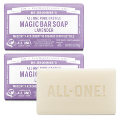 Dr. Bronner's Barra Mágica Lavanda: espuma rica para piel suave.
