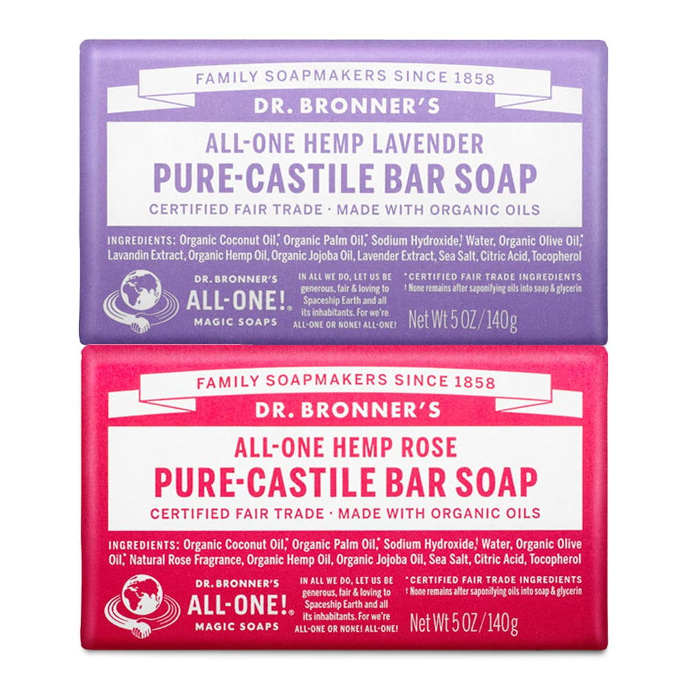 Dr. Bronner's barra rosa, limpieza suave para piel