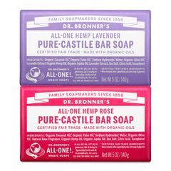 Dr. Bronner's barra rosa, limpieza suave para piel