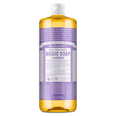 Dr. Bronner's Jabón Castile líquido Lavanda en botella, limpieza suave para piel y hogar.