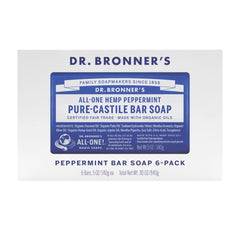 Organic oils in Dr. Bronner's Peppermint soap promote cleansing and skin care