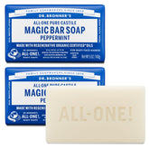 Dr. Bronner's Peppermint Magic Bar close-up showing rich lather for refreshing cleanse.