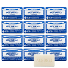 Dr. Bronner's Peppermint Pure-Castile bar soap packaging in recycled paper reduces waste
