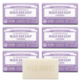 Dr. Bronner's lavender Pure-Castile bar pack for gentle face, body, and hair cleansing.