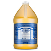 Dr. Bronner's Peppermint Pure-Castile soap bottle front; versatile cleanser for face and body.