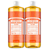 Dr. Bronner's Tea Tree liquid soap bottle closeup showing concentrated cleansing power.