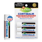 Dr. Dan's Cortibalm tube close-up for dry lips