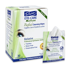Dr. Fischer toallitas para párpados en empaque compacto, ideal para uso diario