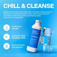 DR.FORHAIR Folligen cooling effect close-up highlights lasting chill on scalp.