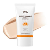 Dr. G Bright Toning Up sunscreen packaging shown for daily sun protection.