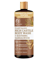 Dr. Jacobs Naturals Sandalwood castile soap bottle for a gentle cleanse with plant-based care.