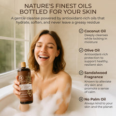 Dr. Jacobs Naturals ingredients close-up featuring coconut and olive oils for gentle cleansing.