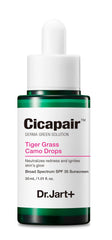 Dr.Jart+ Cicapair Camo Drops bottle with green-to-beige color correction for redness.