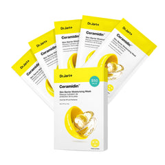 Dr.Jart+ Ceramidin 5-pack masks laid out for deep moisture and barrier support.