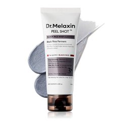 Dr.Melaxin Peel Shot Black Rice Mochi Whip Cleanser empaque frontal, limpieza suave para poros