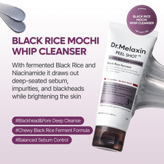 Dr.Melaxin Peel Shot Black Rice Mochi Whip Cleanser textura mochi, espuma suave para rostro