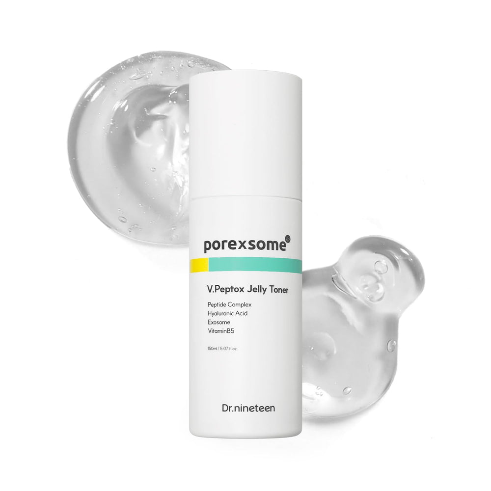 Dr.nineteen V.Peptox Jelly Toner en botella para uso diario y refrescante.
