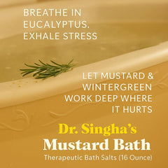 Dr. Singha's mustard bath salts front pack showing full-body warmth.