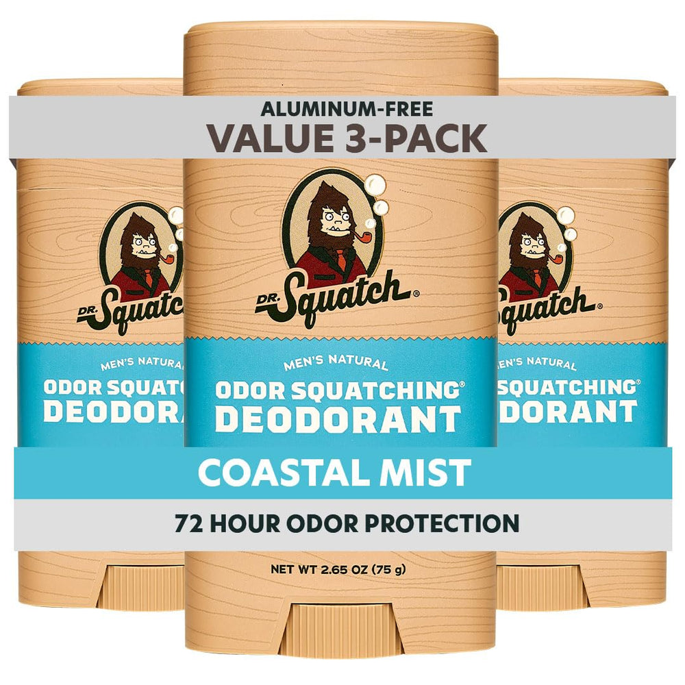 Dr. Squatch Coastal Mist charcoal deodorant stick for lasting, natural odor protection.