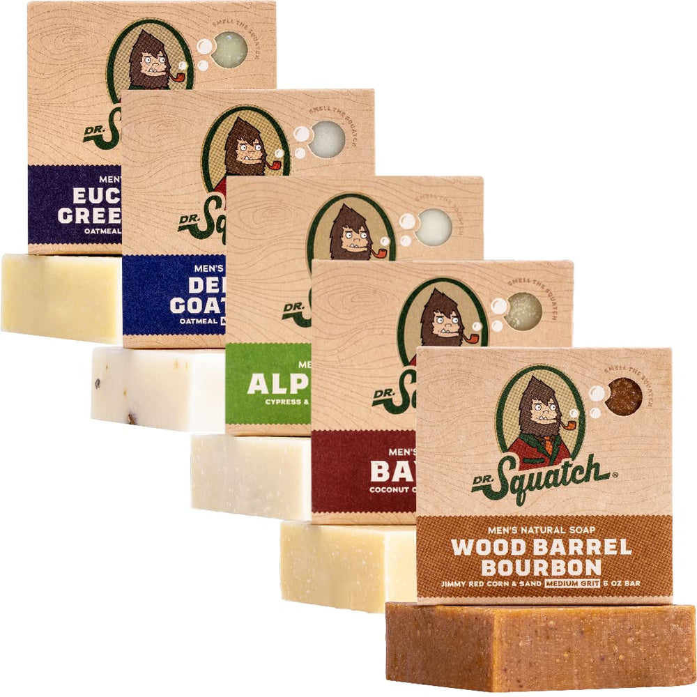 Dr. Squatch Deep Sea Goat’s Milk soap bar with rich lather for a thorough cleanse.