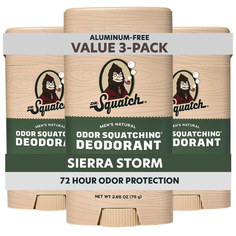 Dr. Squatch 3-pack deodorant front view for easy daily protection
