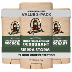 Dr. Squatch 3-pack deodorant front view for easy daily protection