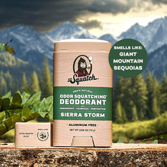 Dr. Squatch 3-pack deodorant side view highlighting aluminum-free formula