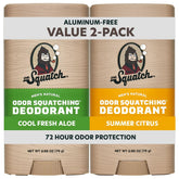 Dr. Squatch deodorant with charcoal and postbiotics, Summer Citrus scent, 2-pack for long-lasting freshness.