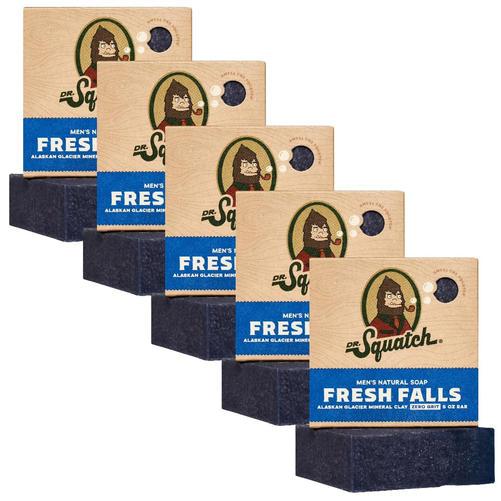 Dr. Squatch Fresh Falls bar soap close-up lather for a refreshing cleanse