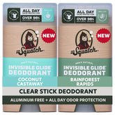 Dr. Squatch Invisible Glide deodorant stick front view for smooth, stain-free wear.