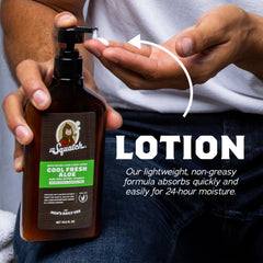 Dr. Squatch lotion being rubbed into skin to demonstrate quick absorption