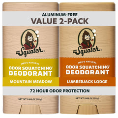 Dr. Squatch Mountain Meadow packaging highlights natural ingredients and lasting freshness.