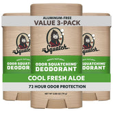 Dr. Squatch Natural Men’s Deodorant Cool Fresh Aloe stick provides long-lasting freshness.